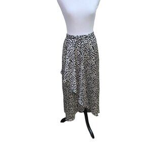 Love Stitch Women's S Small Faux Wrap Midi Skirt Satin Animal Print Draped